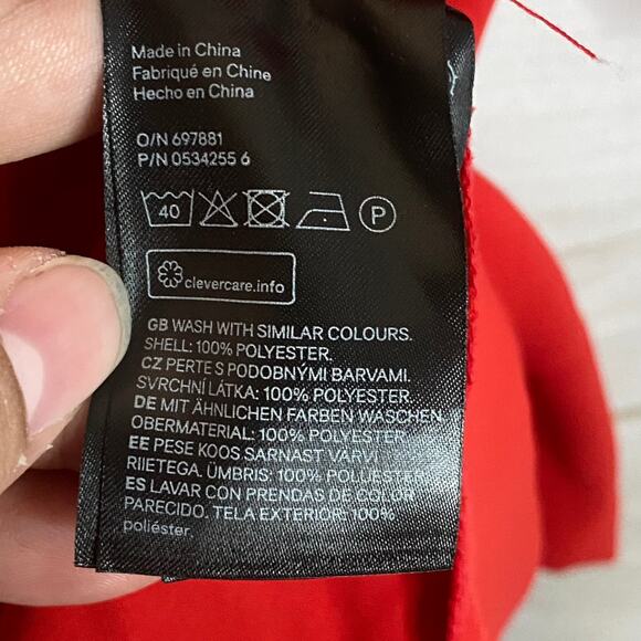 H&M Red 3/4 Flare Sleeve Button Back Sheath Dress Size 4 - Picture 7 of 7